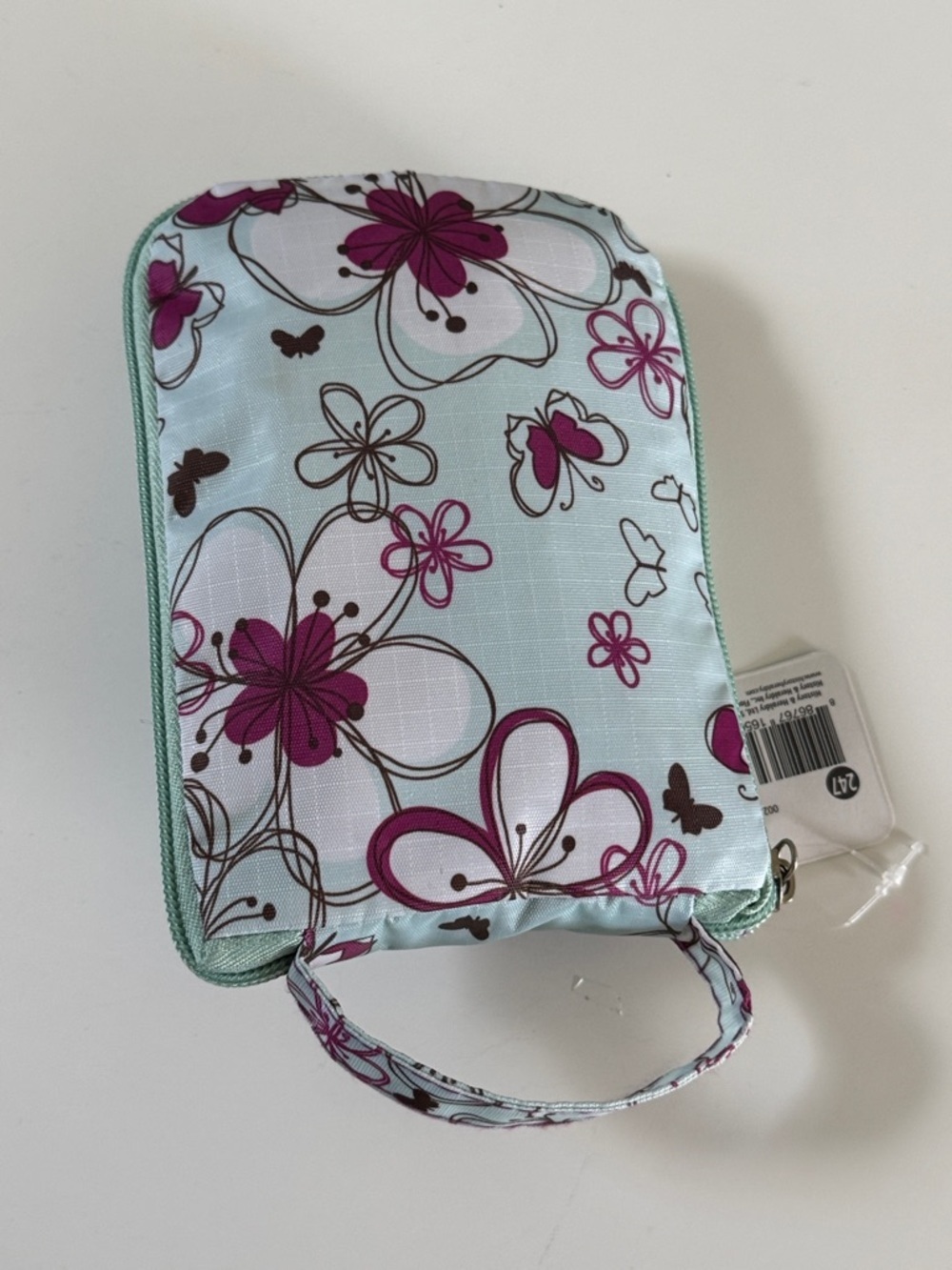 Kelly Floral Mint and Magenta Packable Tote Bag - Picture 2 of 5